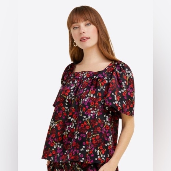 Draper James Tops - Draper James Floral Blouse - Black, Red, Pink